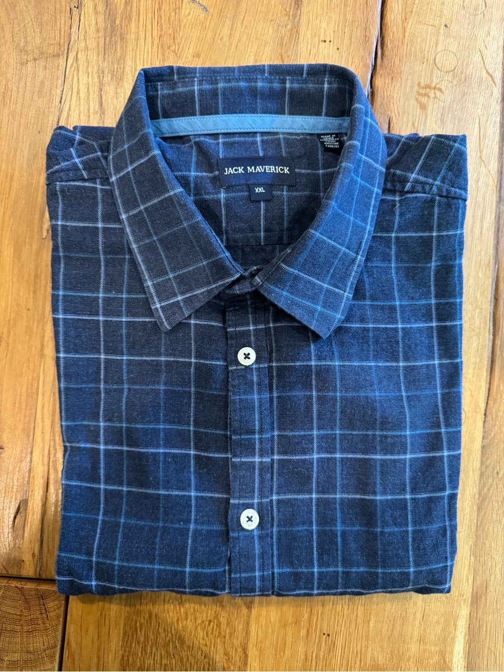 Jack Maverick Men's Blue Plaid Button-Up Shirt XXL